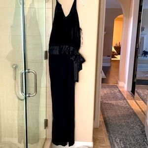 Black ramy brook velvet bodice tie jumpsuit.